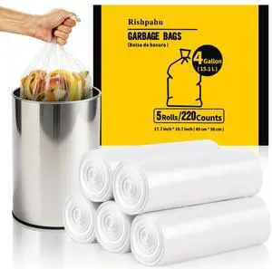 Rishpahu 4 Gallon Small Trash Bags, 220 Ct Unscented for Bathroom & Office Rishpahu 4 Gallon Small Trash Bags, 220 Ct Unscented for Bathroom & Office
