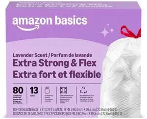 Ultra-Force Tall Kitchen Drawstring Trash Bags, Lavender Scented, 13 Gallon, 80 Count, Pack of 1, Packaging May Vary Ultra-Force Tall Kitchen Drawstring Trash Bags, Lavender Scented, 13 Gallon, 80 Count, Pack of 1, Packaging May Vary