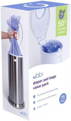 Diaper Pail Plastic Bags, 13-Gallon Capacity, 3 Pack, 75 Count Diaper Pail Plastic Bags, 13-Gallon Capacity, 3 Pack, 75 Count