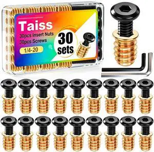 60PCS Threaded Inserts for Wood Furniture Screws 1/4-20 x 3/4",1/4-20 x 19/32" Nut Threaded Wood Inserts Bolt Fastener Connector Hex Socket Drive Screw-in Nuts with Hex Spanner 60PCS Threaded Inserts for Wood Furniture Screws 1/4-20 x 3/4",1/4-20 x 19/32" Nut Threaded Wood Inserts Bolt Fastener Connector Hex Socket Drive Screw-in Nuts with Hex Spanner