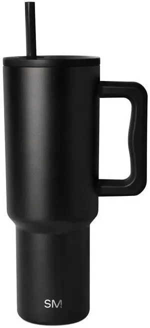 40 oz Trek Tumbler with Handle and Straw Lid | Cup Holder Friendly Insulated Stainless Steel Travel Mug | Midnight Black 40 oz Trek Tumbler with Handle and Straw Lid | Cup Holder Friendly Insulated Stainless Steel Travel Mug | Midnight Black