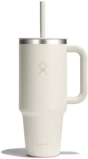 40 Oz Travel Tumbler with Handle, Lid and Straw - Insulated Stainless Steel in 40 Oz Ivory 40 Oz Travel Tumbler with Handle, Lid and Straw - Insulated Stainless Steel in 40 Oz Ivory