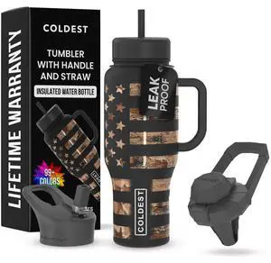 Coldest Tumbler with Handle and Straw, 100% Leak Proof Insulated Tumbler with Lid and Straw (3 Lids), Stainless Steel Tumblers for Women & Men, Cup Holder Friendly, 36 oz (Camouflage Flag) Coldest Tumbler with Handle and Straw, 100% Leak Proof Insulated Tumbler with Lid and Straw (3 Lids), Stainless Steel Tumblers for Women & Men, Cup Holder Friendly, 36 oz (Camouflage Flag)