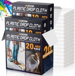 12 x 9 Ft Plastic Drop Cloths for Painting (20-Pack) 12 x 9 Ft Plastic Drop Cloths for Painting (20-Pack)