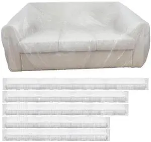 5 Pcs Disposable Furniture Dust Covers with Elastic, Plastic Dust Cover for Sofa Chair Dining Table TV Stand, Extra Large Clear Couch Bed Protector Covers for Moving and Storage, 3 Sizes (1XL 2L 2M) 5 Pcs Disposable Furniture Dust Covers with Elastic, Plastic Dust Cover for Sofa Chair Dining Table TV Stand, Extra Large Clear Couch Bed Protector Covers for Moving and Storage, 3 Sizes (1XL 2L 2M)