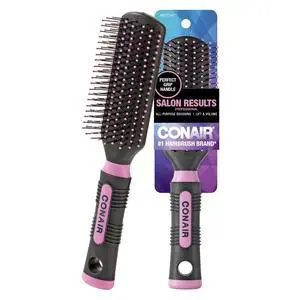 Salon Results Hairbrush - Hair brush for Men and Women - Detangling - suitable for all hair types -features Nylon Bristles - Pink/Black Salon Results Hairbrush - Hair brush for Men and Women - Detangling - suitable for all hair types -features Nylon Bristles - Pink/Black