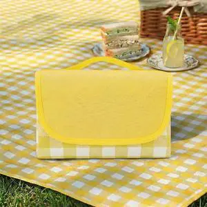 1 Pack Gingham Waterproof Outdoor Picnic Blanket 80x60 Inch Yellow 1 Pack Gingham Waterproof Outdoor Picnic Blanket 80x60 Inch Yellow