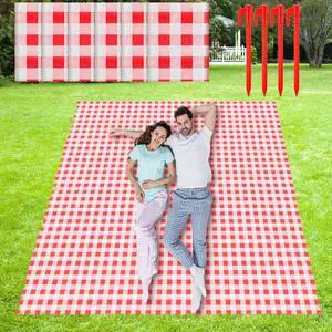 6 Pcs Picnic Blankets Disposable Mats,Red and White 6 Pcs Picnic Blankets Disposable Mats,Red and White
