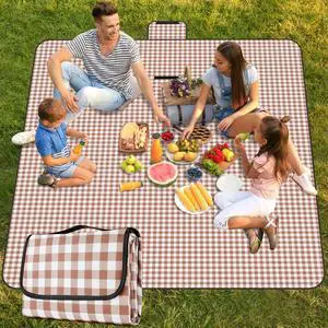 Picnic Blanket Waterproof Beach Rug 80''x80'' Picnic Mat Washable Lightweight with Handle Coffee Checkered for Hiking Travelling Outdoor Camping,Parks Picnic Blanket Waterproof Beach Rug 80''x80'' Picnic Mat Washable Lightweight with Handle Coffee Checkered for Hiking Travelling Outdoor Camping,Parks