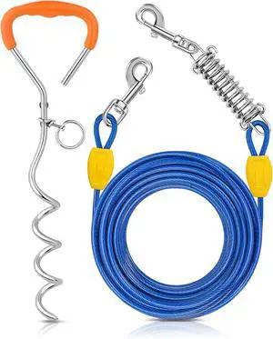 Dog Tie Out Cable and Stake, 30ft Heavy Duty Dog Leads for Yard Dog Tie Out Cable and Stake, 30ft Heavy Duty Dog Leads for Yard