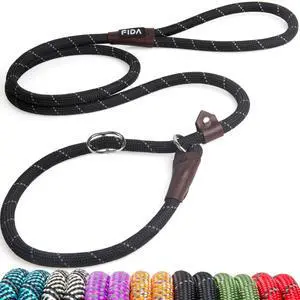 Durable Slip Lead Dog Leash, 6 FT x 1/2" Heavy Duty Dog Loop Leashes, Comfortable Strong Rope Slip Leash for Large Medium Dogs, No Pull Pet Training Lead with Highly Reflective(1/2", Black) Durable Slip Lead Dog Leash, 6 FT x 1/2" Heavy Duty Dog Loop Leashes, Comfortable Strong Rope Slip Leash for Large Medium Dogs, No Pull Pet Training Lead with Highly Reflective(1/2", Black)