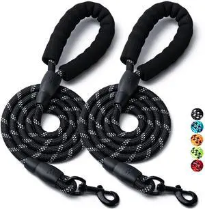 2 Pack Dog Leash, Heavy Duty Nylon Rope Pet Leashes (5FT-1/2,Black/Black) 2 Pack Dog Leash, Heavy Duty Nylon Rope Pet Leashes (5FT-1/2,Black/Black)