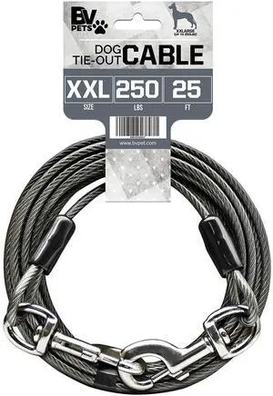 Dog Tie Out Cable 25 Feet - Heavy Duty Dog Lead Up to 250 Pounds - Reflective & Rust-Free with Quick Release Swivel Clips & 360° Rotating Clasp - Tangle-Free Dogs Runner for Yard (Grey, Single) Dog Tie Out Cable 25 Feet - Heavy Duty Dog Lead Up to 250 Pounds - Reflective & Rust-Free with Quick Release Swivel Clips & 360° Rotating Clasp - Tangle-Free Dogs Runner for Yard (Grey, Single)