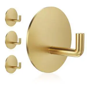Adhesive Hooks, Sticky Shower Hooks, Stick on Hooks Gold 4 Pcs Adhesive Hooks, Sticky Shower Hooks, Stick on Hooks Gold 4 Pcs