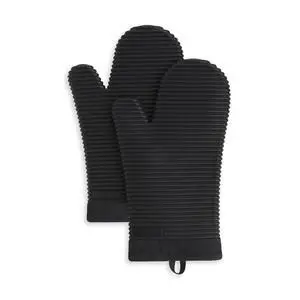 Ribbed Soft Silicone Oven Mitt 2-Pack Set, Matte Black, 7.5"x13" Ribbed Soft Silicone Oven Mitt 2-Pack Set, Matte Black, 7.5"x13"