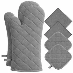 Cotton Oven Mitts and Pot Holders Set, 6 Piece Kitchen Set Cotton Oven Mitts and Pot Holders Set, 6 Piece Kitchen Set