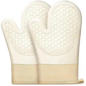 Silicone Oven Mitts 2 PCS, Heat Resistant Non-Slip Cotton Lining for Baking Silicone Oven Mitts 2 PCS, Heat Resistant Non-Slip Cotton Lining for Baking
