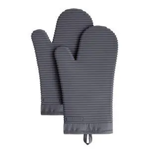 Ribbed Soft Silicone Oven Mitt 2-Pack Set, 7.5"x13", Charcoal Grey Ribbed Soft Silicone Oven Mitt 2-Pack Set, 7.5"x13", Charcoal Grey