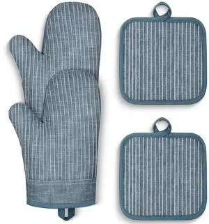 Oven Mitts and Pot Holders, Silicone Oven Gloves, 500 F Heat Resistant Oven Mitts Sets, Non-Slip Silicone Textured Grip, Blue Oven Mitts and Pot Holders, Silicone Oven Gloves, 500 F Heat Resistant Oven Mitts Sets, Non-Slip Silicone Textured Grip, Blue