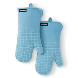 Gourmet Series Gridlines Oven Mitts 2-Pack Set, Heat Resistant up to 600°F, Soft Silicone Grip, Magnetic Cuff, Blue Velvet, 7"x14" Gourmet Series Gridlines Oven Mitts 2-Pack Set, Heat Resistant up to 600°F, Soft Silicone Grip, Magnetic Cuff, Blue Velvet, 7"x14"