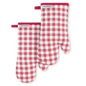 Gingham Oven Mitt 2-Pack Set, Passion Red, 7"x13" Gingham Oven Mitt 2-Pack Set, Passion Red, 7"x13"