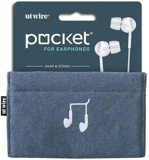 Pocket Snap & Store Earphone Case Pouch, Slate Blue with Solid Grey Interior Pocket Snap & Store Earphone Case Pouch, Slate Blue with Solid Grey Interior