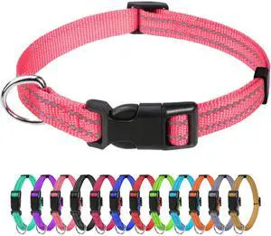 Small Dog Collar, Reflective Puppy Collar, Baby Pink, 3/8" Width Small Dog Collar, Reflective Puppy Collar, Baby Pink, 3/8" Width