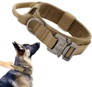 Tactical Dog Collar Adjustable Military Nylon Dog Collar with Control Handle and Heavy Duty Metal Buckle for Medium and Large Dogs (Brown,L) Tactical Dog Collar Adjustable Military Nylon Dog Collar with Control Handle and Heavy Duty Metal Buckle for Medium and Large Dogs (Brown,L)