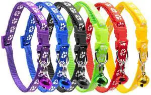 6pcs Puppy Collars, Puppy Whelping Collars Colourful Adjustable Dog Collar 19-32CM Paw Print Collar with Bell for Small Dog Cats 6pcs Puppy Collars, Puppy Whelping Collars Colourful Adjustable Dog Collar 19-32CM Paw Print Collar with Bell for Small Dog Cats