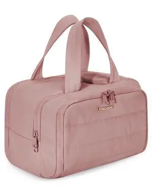 Travel Toiletry Bag, Lightweight Large Wide-open Travel Bag for Women, Puffy Cosmetic Makeup Bag Organizer with Handle for Accessories,Essentials, Toiletries, Dark Pink Travel Toiletry Bag, Lightweight Large Wide-open Travel Bag for Women, Puffy Cosmetic Makeup Bag Organizer with Handle for Accessories,Essentials, Toiletries, Dark Pink