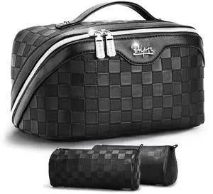 Travel Makeup Bag Organizer: 180°Open-Flat 3 Pcs Make up Bags Set Travel Makeup Bag Organizer: 180°Open-Flat 3 Pcs Make up Bags Set