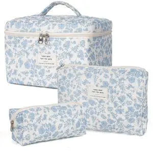 Makeup Bag,Quilted Cosmetic Bag,Large Floral Make Up Bag for Women,Cotton Makeup Bag Set,Flower Travel Toiletry Bag Makeup Bag,Quilted Cosmetic Bag,Large Floral Make Up Bag for Women,Cotton Makeup Bag Set,Flower Travel Toiletry Bag