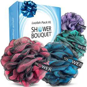Loofah-Charcoal Bath-Sponge XL-Color-4-Pack Extra-Large 75g Loofah-Charcoal Bath-Sponge XL-Color-4-Pack Extra-Large 75g