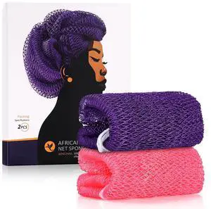African Net Sponge, 2 Pieces Exfoliating Body Scrubber Bath Sponge African Net Sponge, 2 Pieces Exfoliating Body Scrubber Bath Sponge
