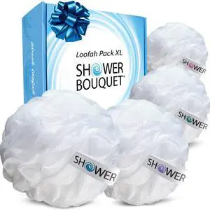 Loofah Soft-White-Cloud Bath-Sponge 4-Pack Extra Large 75g Loofah Soft-White-Cloud Bath-Sponge 4-Pack Extra Large 75g