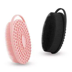 Soft Silicone Body Scrubber 2 PCS Silicone Body Shower, Silicone Loofah 2 in 1 Bath and Shampoo Brush, Body Scrubber Shower Cleaning Exfoliating Use for Sensitive Skin, Lather Well(Black and Pink) Soft Silicone Body Scrubber 2 PCS Silicone Body Shower, Silicone Loofah 2 in 1 Bath and Shampoo Brush, Body Scrubber Shower Cleaning Exfoliating Use for Sensitive Skin, Lather Well(Black and Pink)