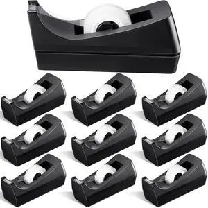 10 Pack Desktop Tape Dispensers Non Skid Base for Office Home School (Tape Not Included) (Black) 10 Pack Desktop Tape Dispensers Non Skid Base for Office Home School (Tape Not Included) (Black)