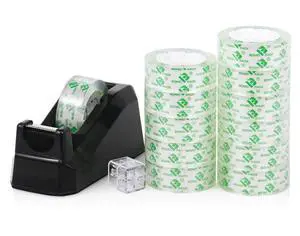 Tape Dispensers Desk, 1 Pack Black with 12Rolls Transparent Tape, 1 Inch Core, for Gift Wrapping, School, Office and Home Tape Dispensers Desk, 1 Pack Black with 12Rolls Transparent Tape, 1 Inch Core, for Gift Wrapping, School, Office and Home
