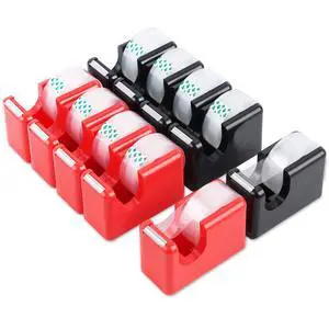 10 Pack Office Desktop Tape Dispenser Includes 10 Rolls of 1 Inch Core Tapes 3/4 in x 1000 in, Red and Black Desk Tape Dispensers Non-Skid Base, Great for School, Office and Home 10 Pack Office Desktop Tape Dispenser Includes 10 Rolls of 1 Inch Core Tapes 3/4 in x 1000 in, Red and Black Desk Tape Dispensers Non-Skid Base, Great for School, Office and Home