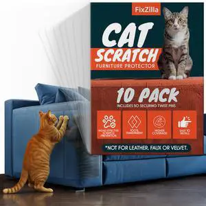 Anti Cat Scratch Furniture Protector, 10-Pack Couch Protector from Cat Claws - Heavy-Duty, Easy-to-Apply Scratching Deterrent and Shield for Sofa Corners, Walls, Doors- with 50 Twist Pins Anti Cat Scratch Furniture Protector, 10-Pack Couch Protector from Cat Claws - Heavy-Duty, Easy-to-Apply Scratching Deterrent and Shield for Sofa Corners, Walls, Doors- with 50 Twist Pins