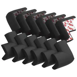 12 Pack Soft Corner Protector Baby Proofing Edge and Corner Guards, Safety Pre-Taped Rubber Foam Furniture Bumper for Fireplace, Table, Stair, Cabinet (Black) 12 Pack Soft Corner Protector Baby Proofing Edge and Corner Guards, Safety Pre-Taped Rubber Foam Furniture Bumper for Fireplace, Table, Stair, Cabinet (Black)