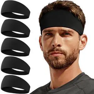 Sweat Band, 5 Pack Headband Moisture Wicking for Running Sports Sweat Band, 5 Pack Headband Moisture Wicking for Running Sports