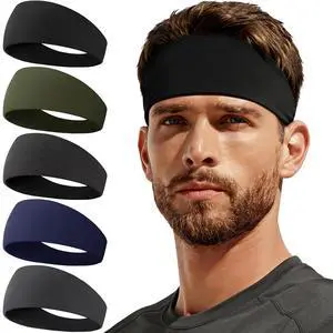 Sweat Band, 5 Pack Headband Moisture Wicking for Running Sports Sweat Band, 5 Pack Headband Moisture Wicking for Running Sports