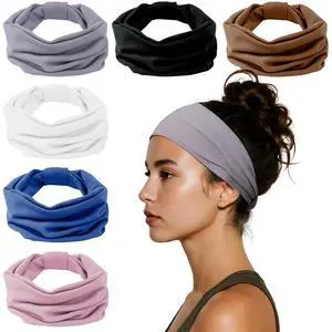 Headbands for Women, Wide Elastic Head Bands, Non-Slip Thick Hair Bands, Sports Stretchy Sweat Bands, Large Knotted Soft Headband for Washing Face, Makeup, Workout, Spa, Running, Fashion, 6-Pack Headbands for Women, Wide Elastic Head Bands, Non-Slip Thick Hair Bands, Sports Stretchy Sweat Bands, Large Knotted Soft Headband for Washing Face, Makeup, Workout, Spa, Running, Fashion, 6-Pack