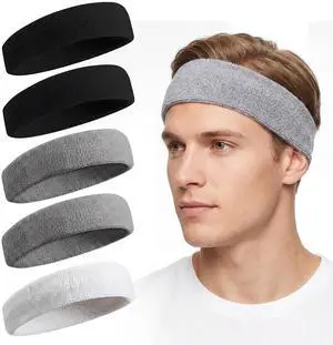 5 Pcs Sweatbands Sports Headband for Men & Women, Moisture Wicking Hairband 5 Pcs Sweatbands Sports Headband for Men & Women, Moisture Wicking Hairband