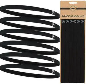 Thin Elastic Headbands for Men - Sports Hair Head Band for Women & Men - Non Slip Mens Workout Headband - Running or Soccer Headband - 6-Pack Thin Elastic Headbands for Men - Sports Hair Head Band for Women & Men - Non Slip Mens Workout Headband - Running or Soccer Headband - 6-Pack