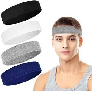 4 Pack Cotton Terry Sweat Headbands for Men Women Running Gym 4 Pack Cotton Terry Sweat Headbands for Men Women Running Gym