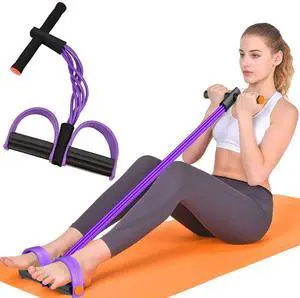 Pedal Resistance Band with Handles, 6-Tubes Natural Rubber Exercise Bands Pedal Resistance Band with Handles, 6-Tubes Natural Rubber Exercise Bands