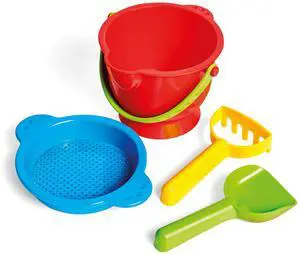 Beach Basics Sand Toy Set Including Bucket Sifter, Rake, and Shovel Toys| Sand Toy Playset for Toddlers 18M+ Beach Basics Sand Toy Set Including Bucket Sifter, Rake, and Shovel Toys| Sand Toy Playset for Toddlers 18M+