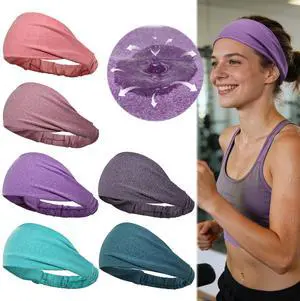 Sweat Headbands for Women Non Slip, 6 PCS Stretchy Headbands Sweat Headbands for Women Non Slip, 6 PCS Stretchy Headbands